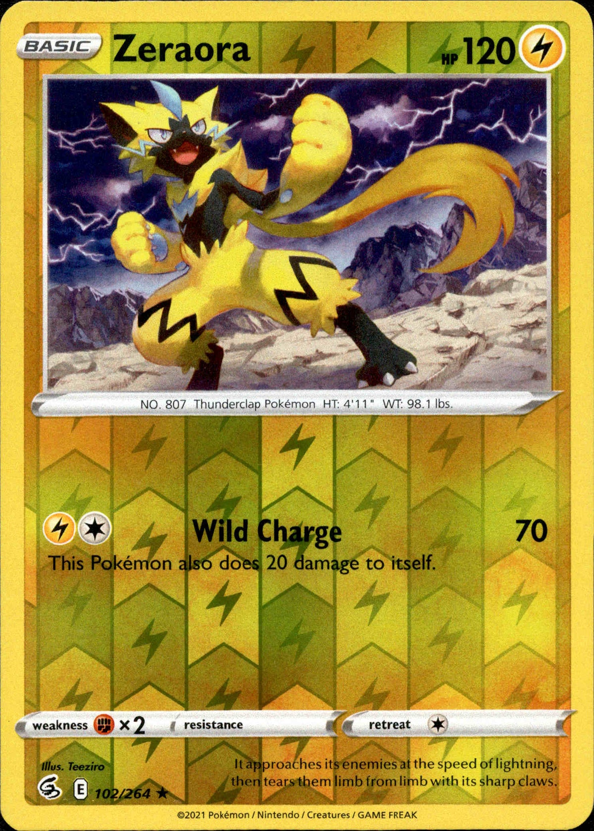 Zeraora - 102/264 - Fusion Strike - Reverse Holo - Card Cavern