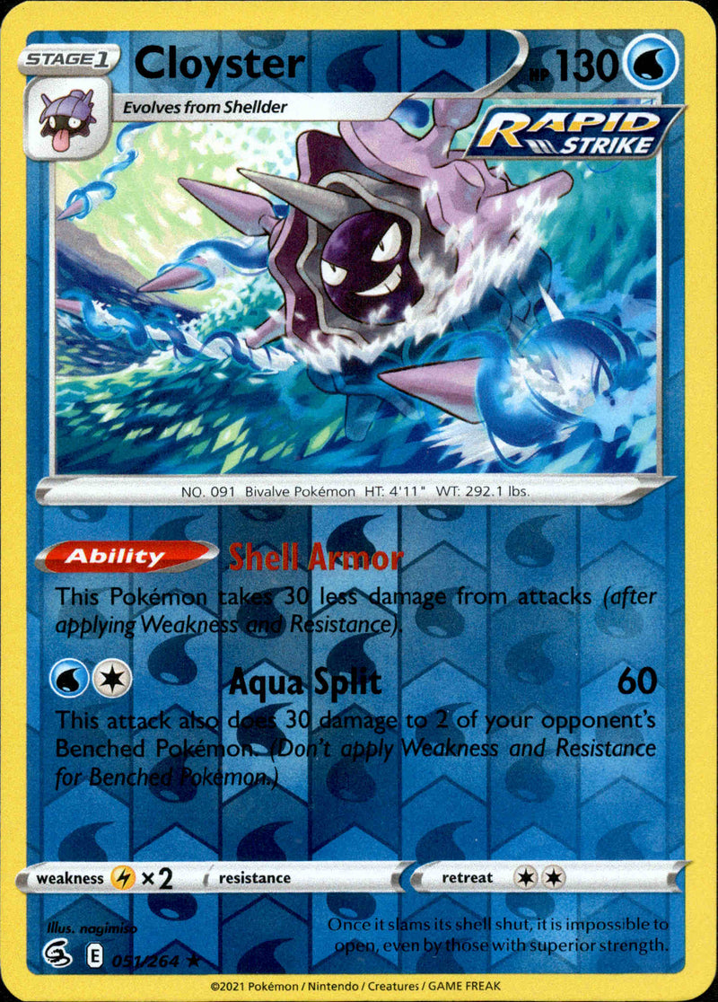 Cloyster - 051/264 - Fusion Strike - Reverse Holo - Card Cavern