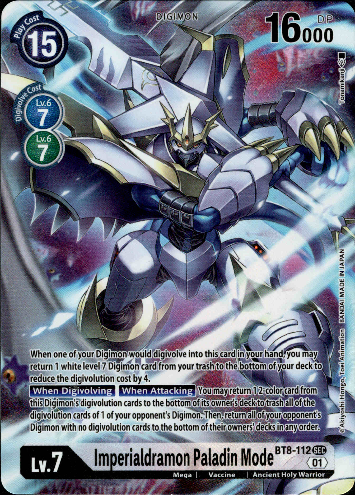 Imperialdramon Paladin Mode Alternate Art - BT8-112 SEC - New Awakening - Foil - Card Cavern