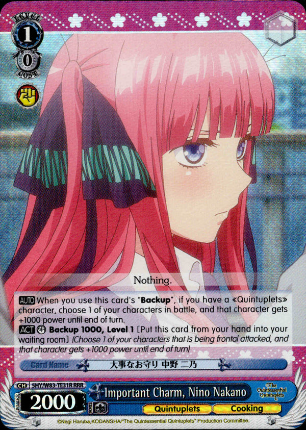 Important Charm, Nino Nakano - 5HY/W83-TE31R - The Quintessential Quintuplets - Card Cavern