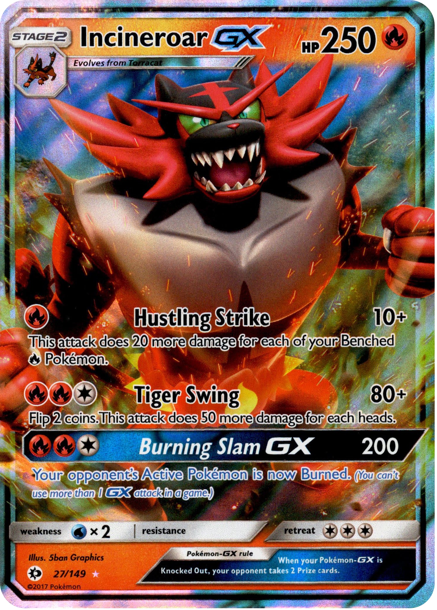 Incineroar GX - 27/149 - Sun & Moon - Holo - Card Cavern