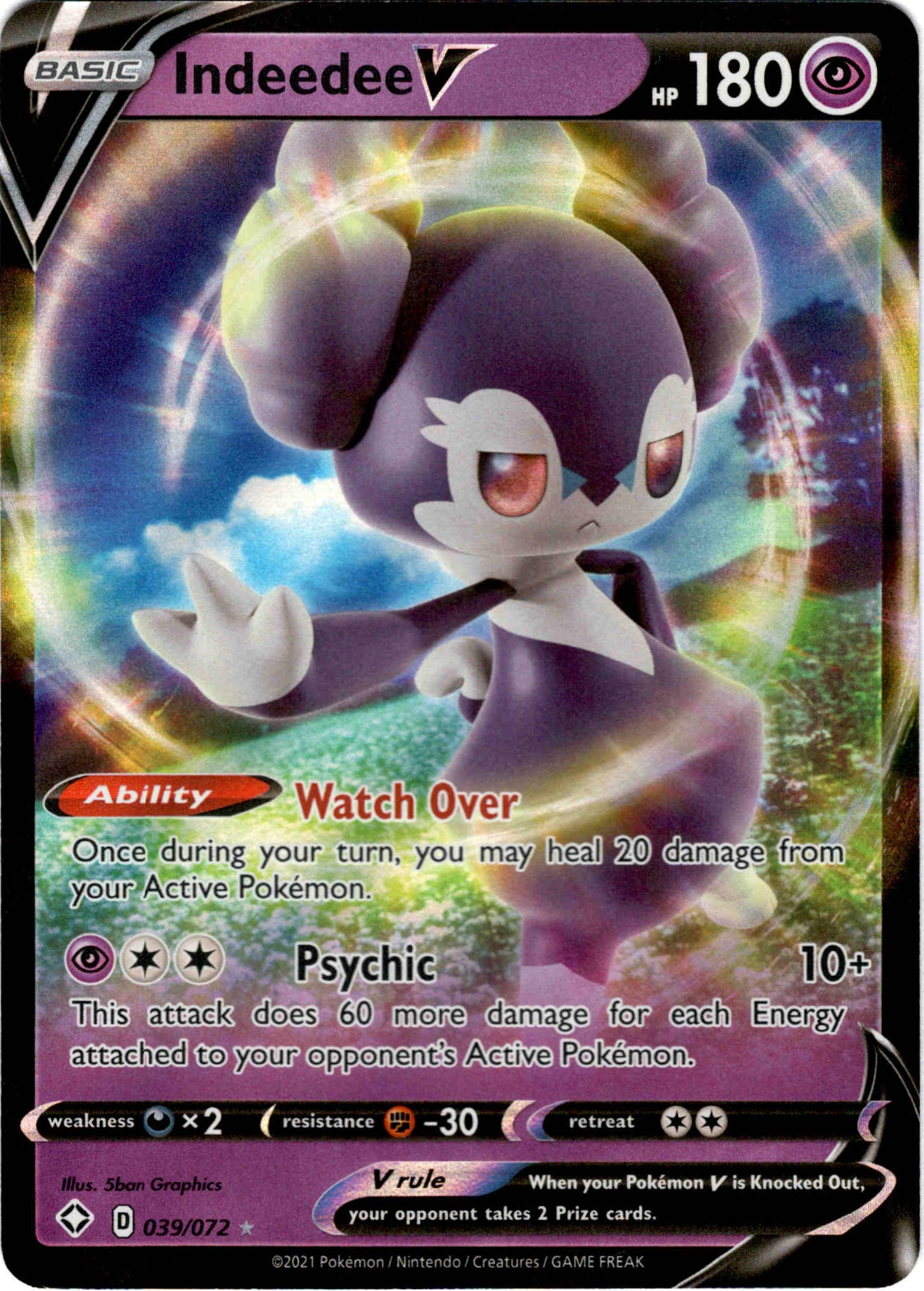 Indeedee V - 039/072 - Shining Fates - Holo - Card Cavern