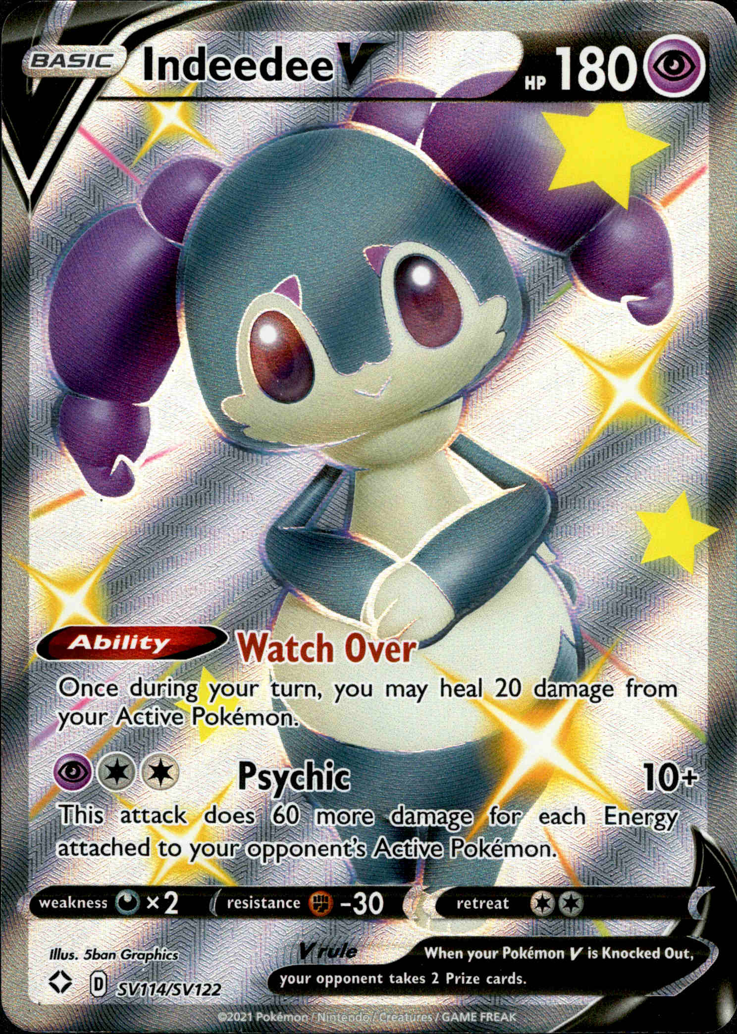 Indeedee V - SV114/SV122 - Shining Fates - Holo - Card Cavern