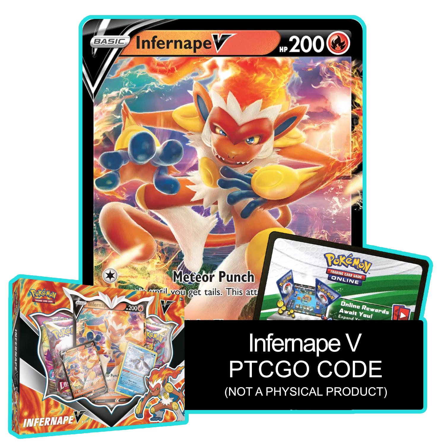 Infernape V SWSH252 PTCGL Code - Card Cavern
