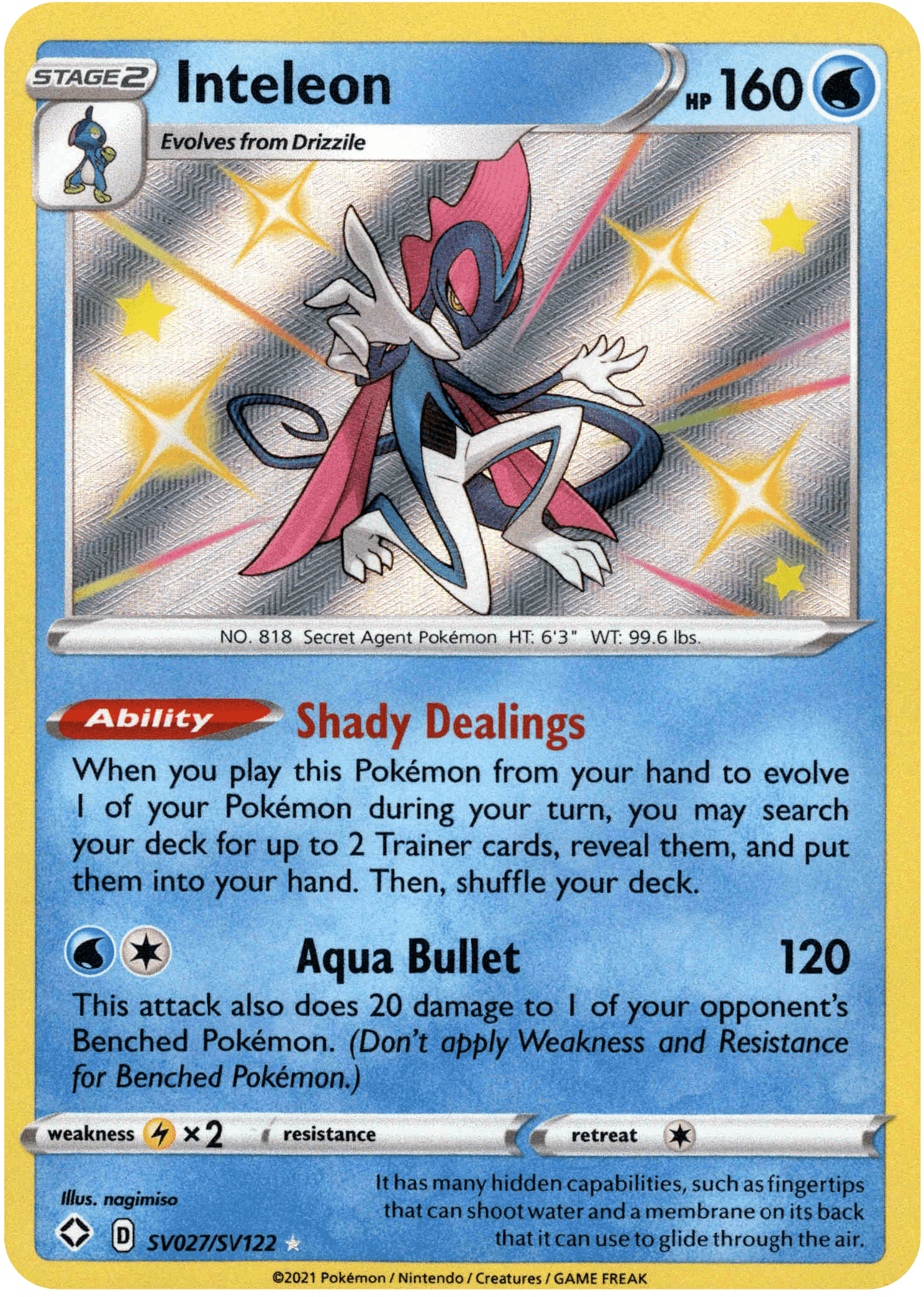 Inteleon - SV027/SV122 - Shining Fates - Holo - Card Cavern