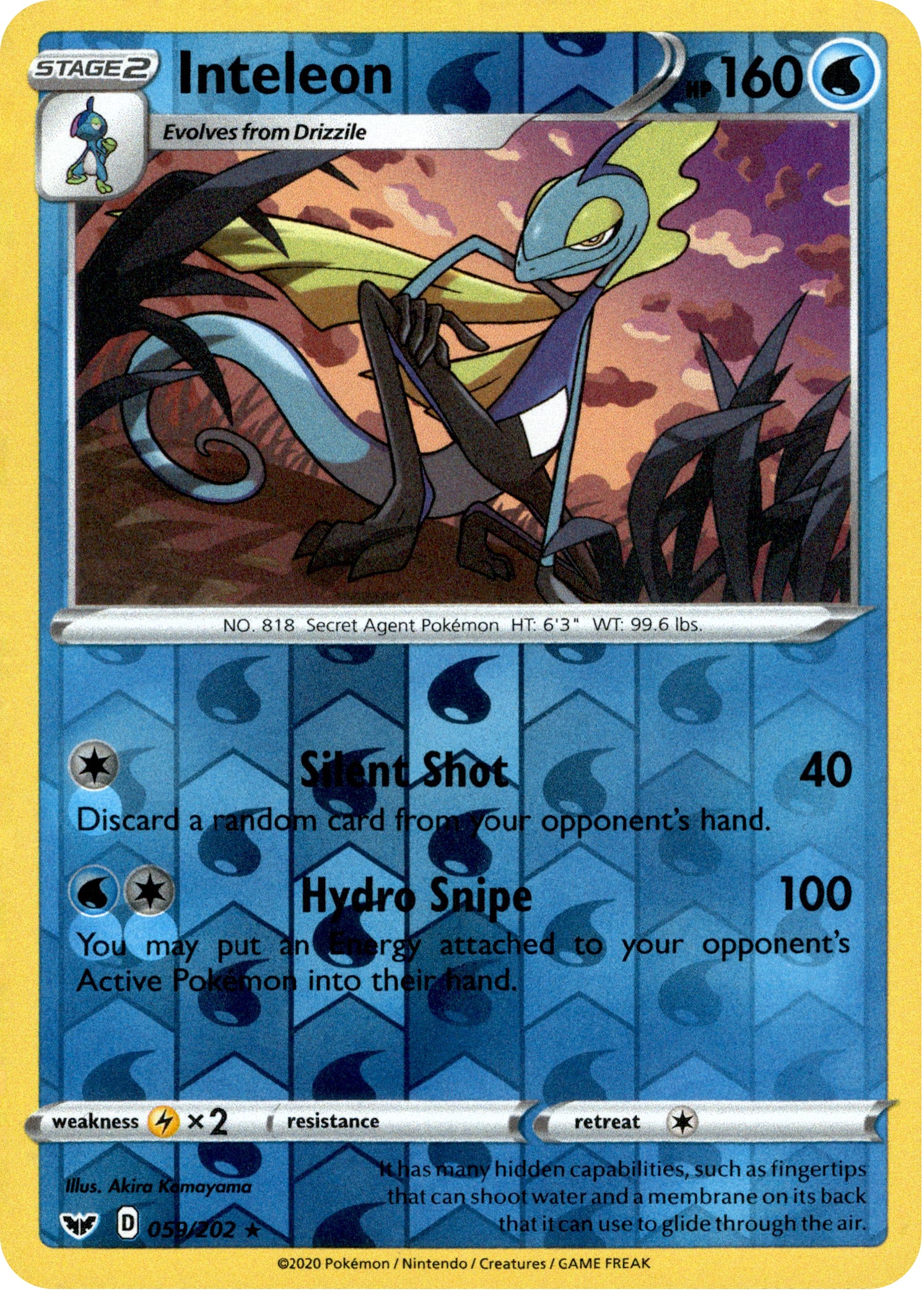 Inteleon - 59/202 - Sword & Shield - Reverse Holo - Card Cavern
