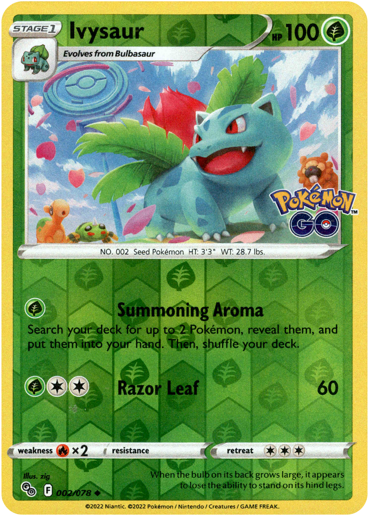 Ivysaur - 002/078 - Pokemon Go - Reverse Holo - Card Cavern