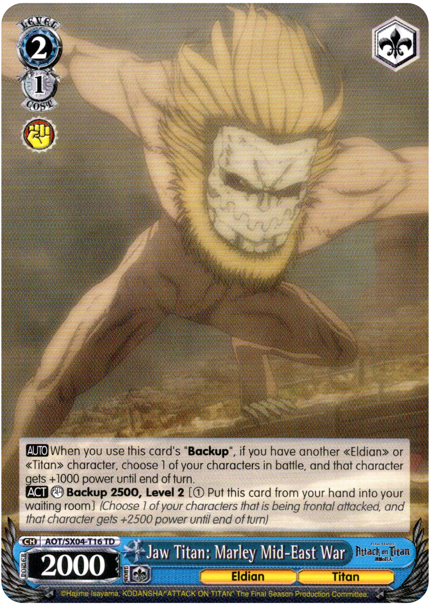 Jaw Titan: Marley Mid-East War - AOT/SX04-T16 TD - Card Cavern