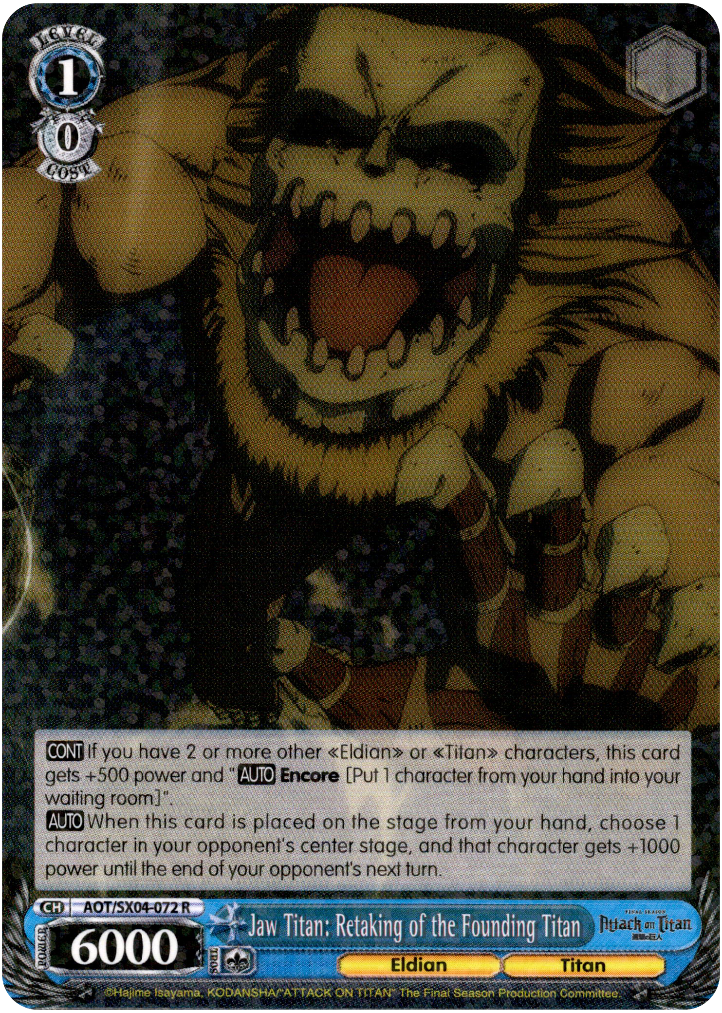 Jaw Titan: Retaking of the Founding Titan - AOT/SX04-072 R - Card Cavern