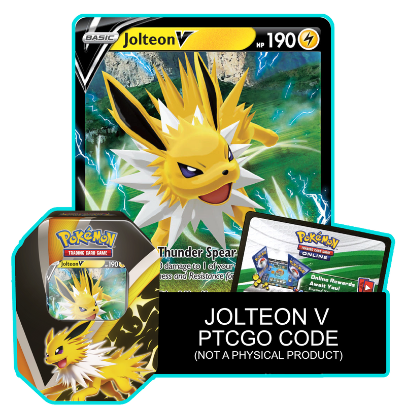 Eevee Evolutions Tin: Jolteon V - Pokemon TCG Live Code Card Cavern Trading Cards, LLC Eevee Evolutions Tin: Jolteon V - Pokemon TCG Live Code Card Cavern Trading Cards, LLC