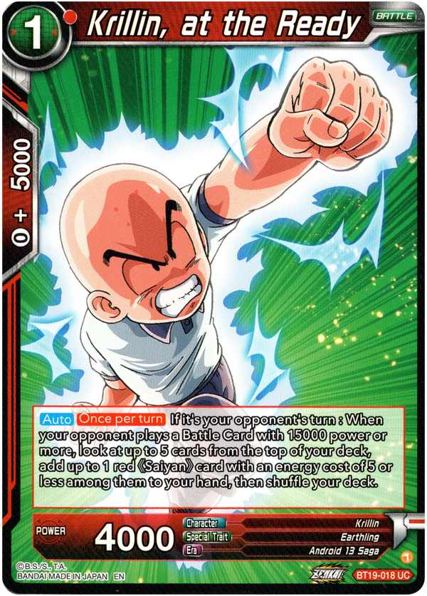Krillin, at the Ready - BT19-018 - Fighter's Ambition - Card Cavern