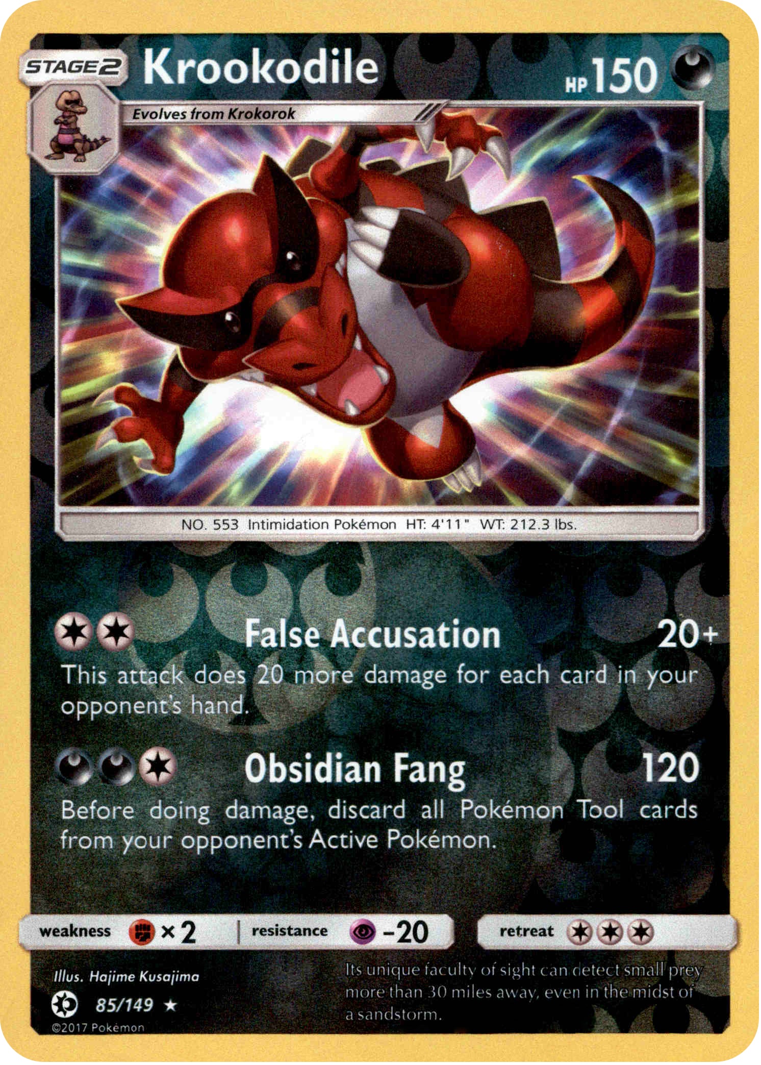 Krookodile - 85/149 - Sun & Moon - Reverse Holo - Card Cavern