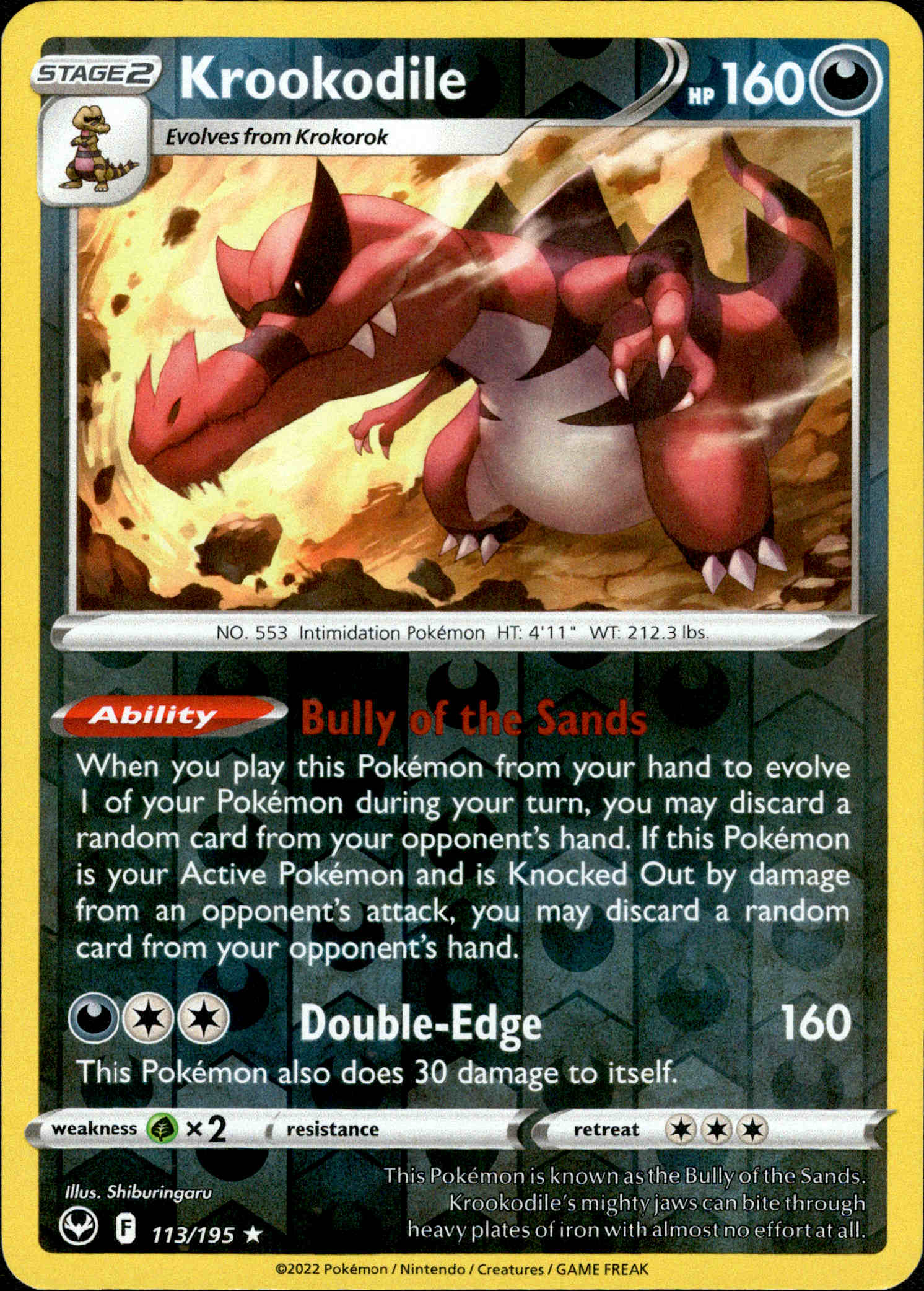 Krookodile - 113/195 - Silver Tempest - Reverse Holo - Card Cavern