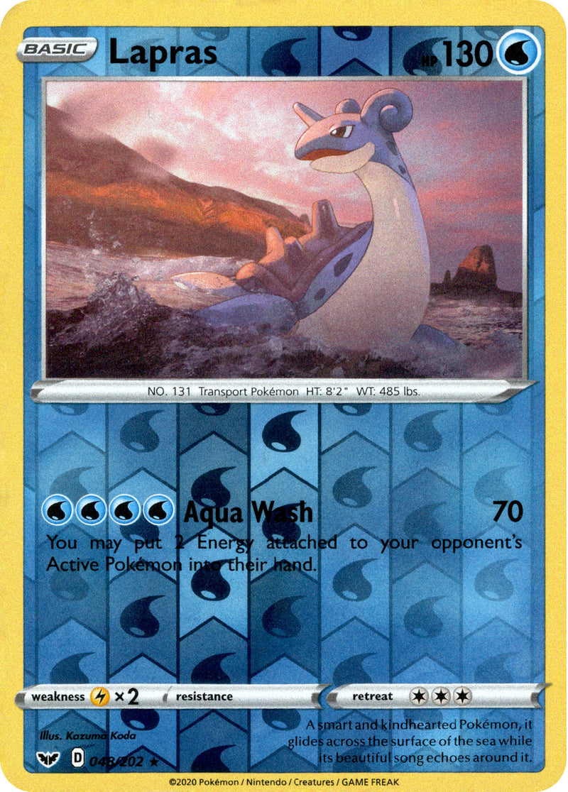 Lapras - 48/202 - Sword & Shield - Reverse Holo Card Cavern Trading Cards, LLC Lapras - 48/202 - Sword & Shield - Reverse Holo Card Cavern Trading Cards, LLC