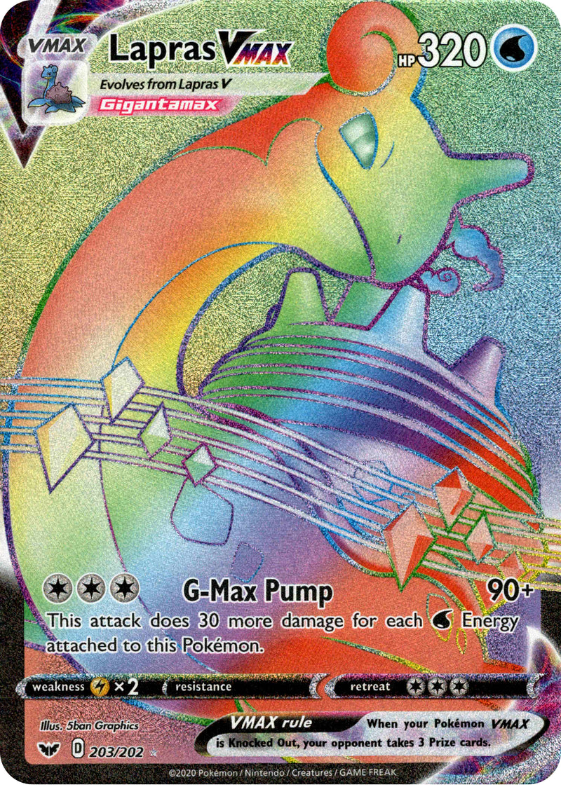 pokemon cards lapras Lapras VMAX Hyper Rare - 203/202 - Sword & Shield