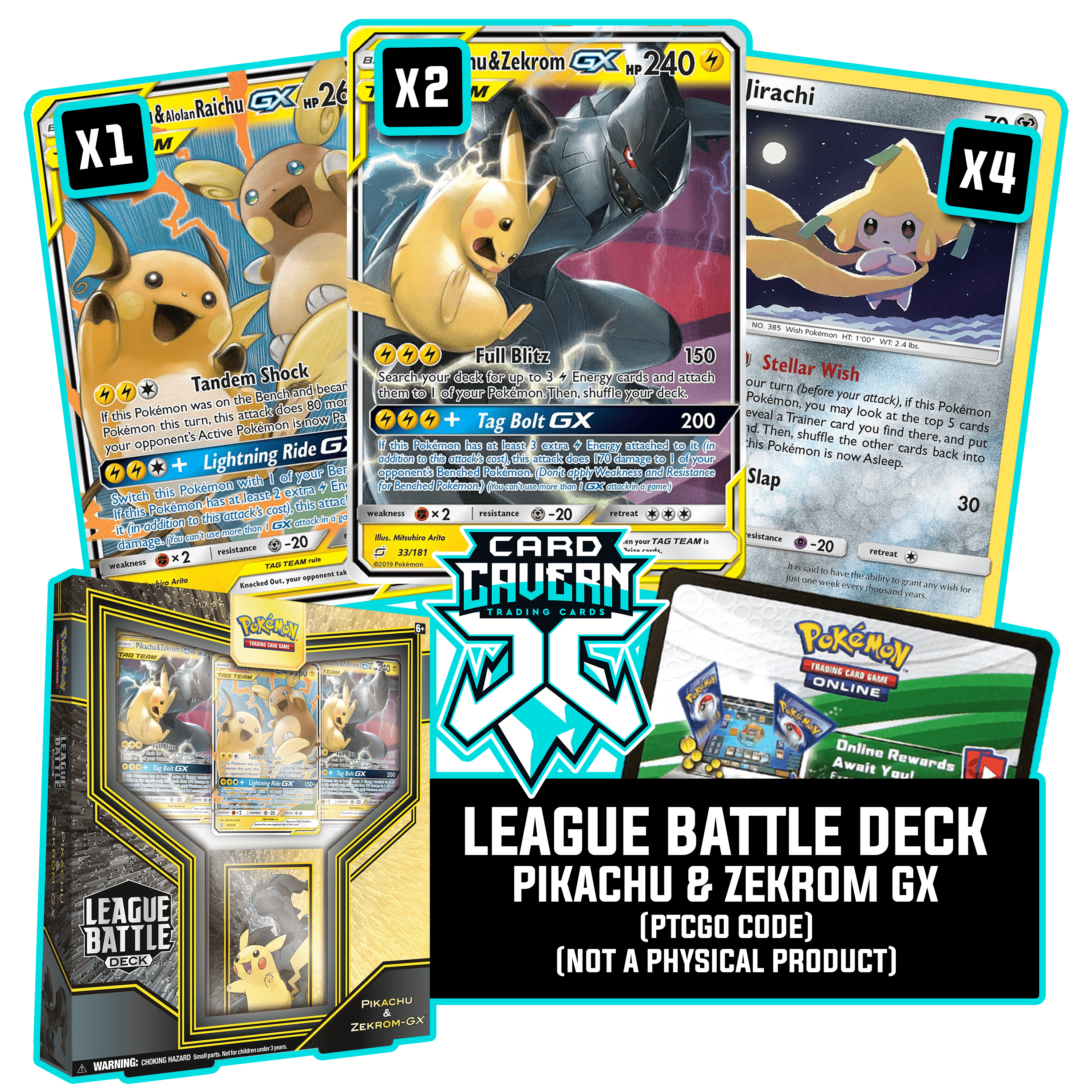 League Battle Deck: Pikachu & Zekrom GX PTCGL Code - Card Cavern