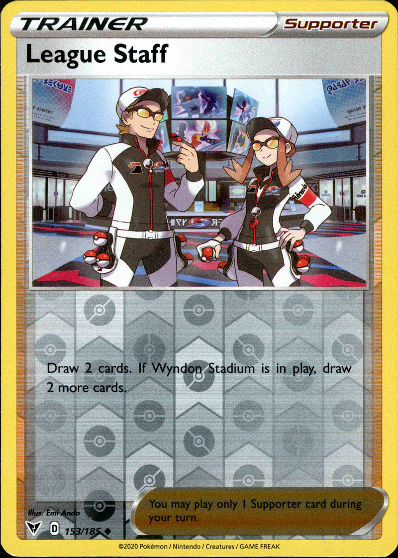 League Staff 153/185 Vivid Voltage Reverse Holo Card Cavern