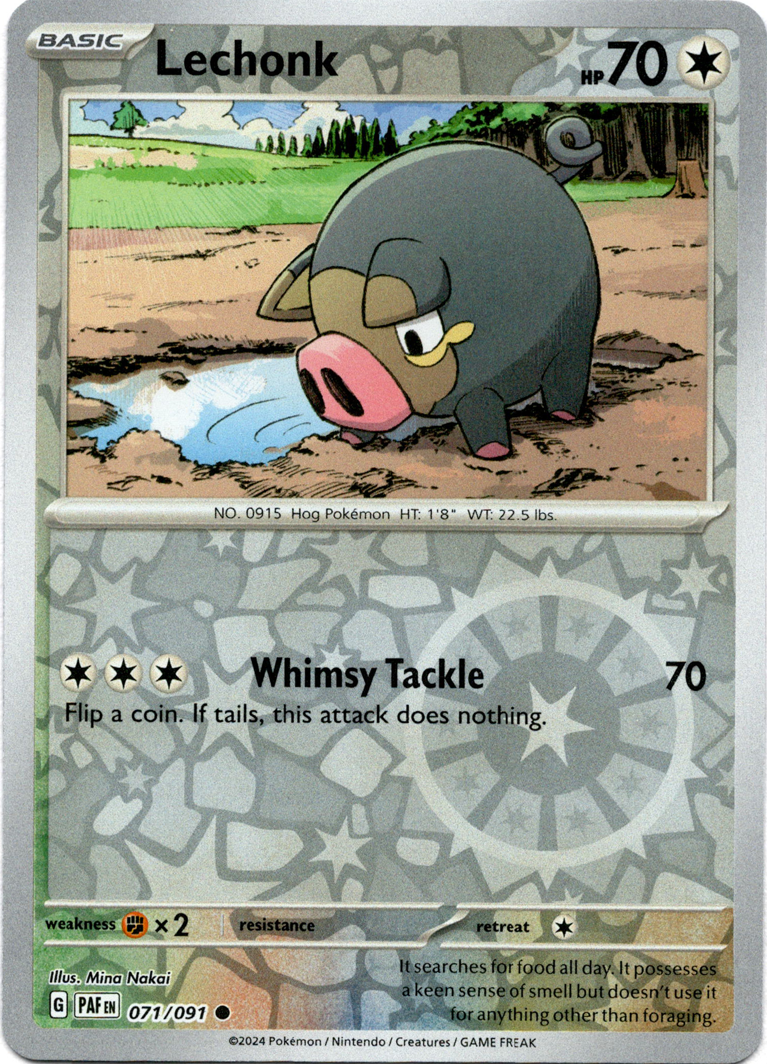 Lechonk - 071/091 - Paldean Fates - Reverse Holo - Card Cavern