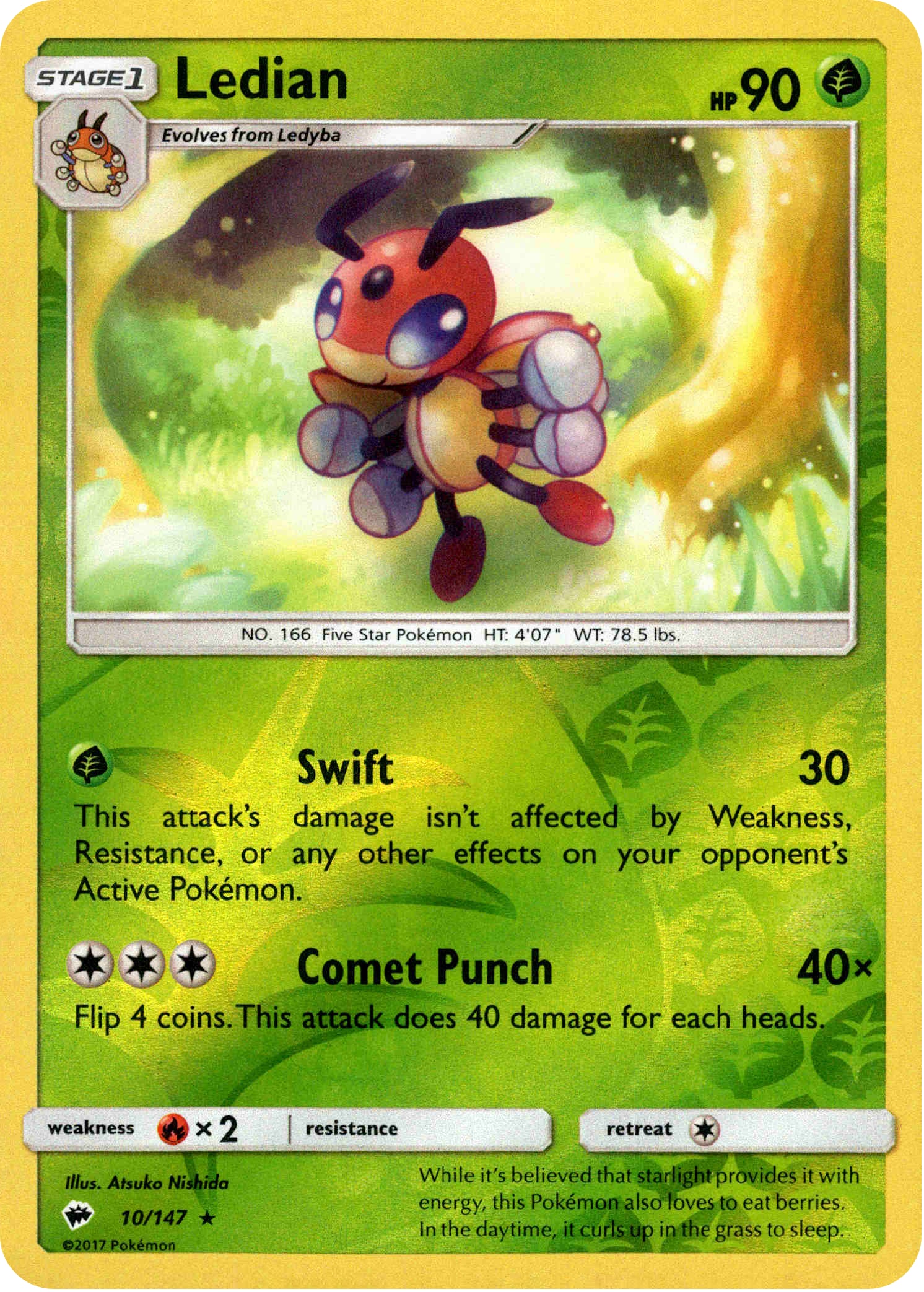 Ledian - 10/147 - Burning Shadows - Reverse Holo - Card Cavern