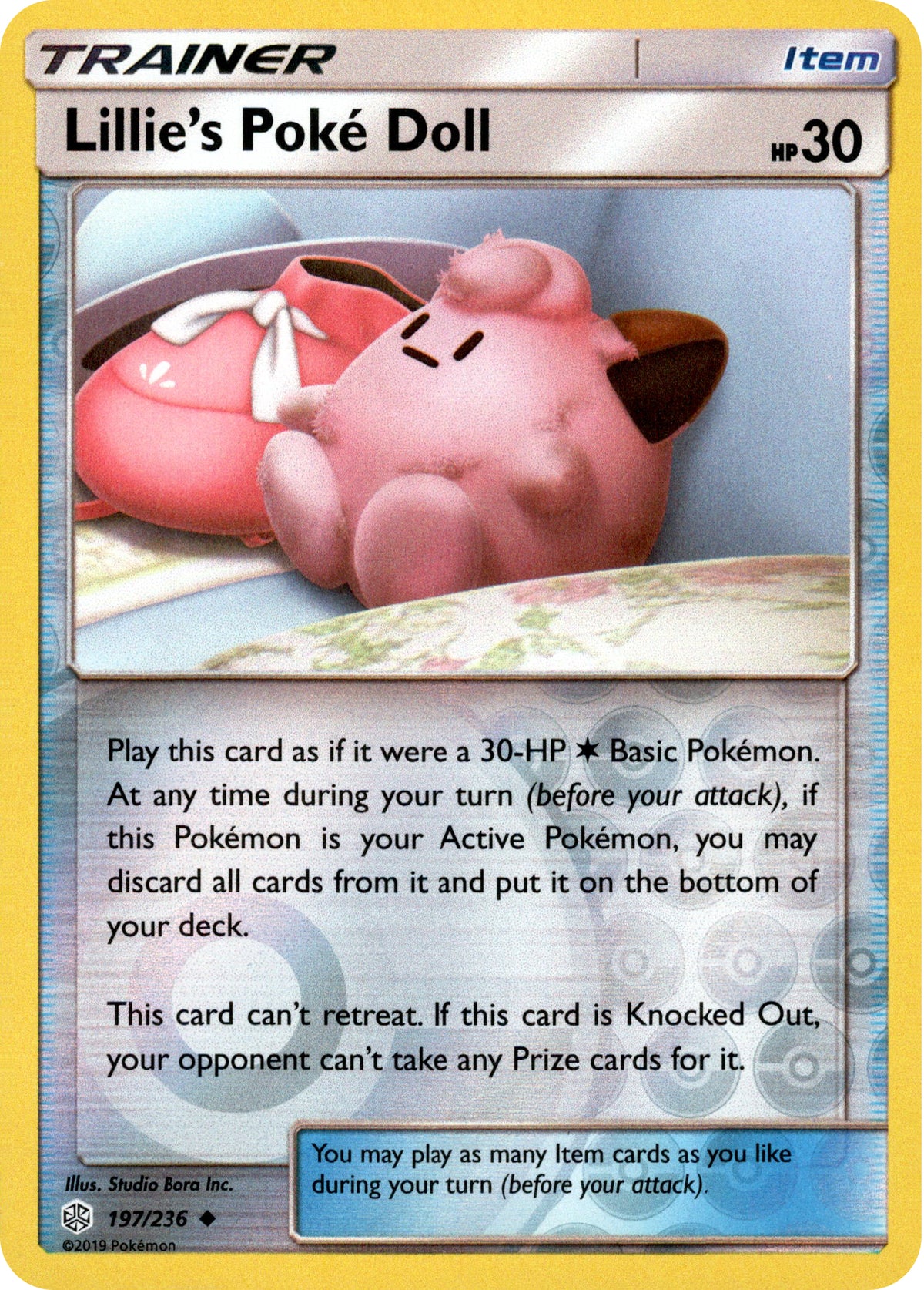 Lillie's Poké Doll - 197/236 - Cosmic Eclipse - Reverse Holo - Card Cavern