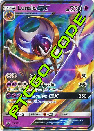Lunala GX SM103 PTCGO Code Card Cavern Trading Cards, LLC Lunala GX SM103 PTCGO Code Card Cavern Trading Cards, LLC