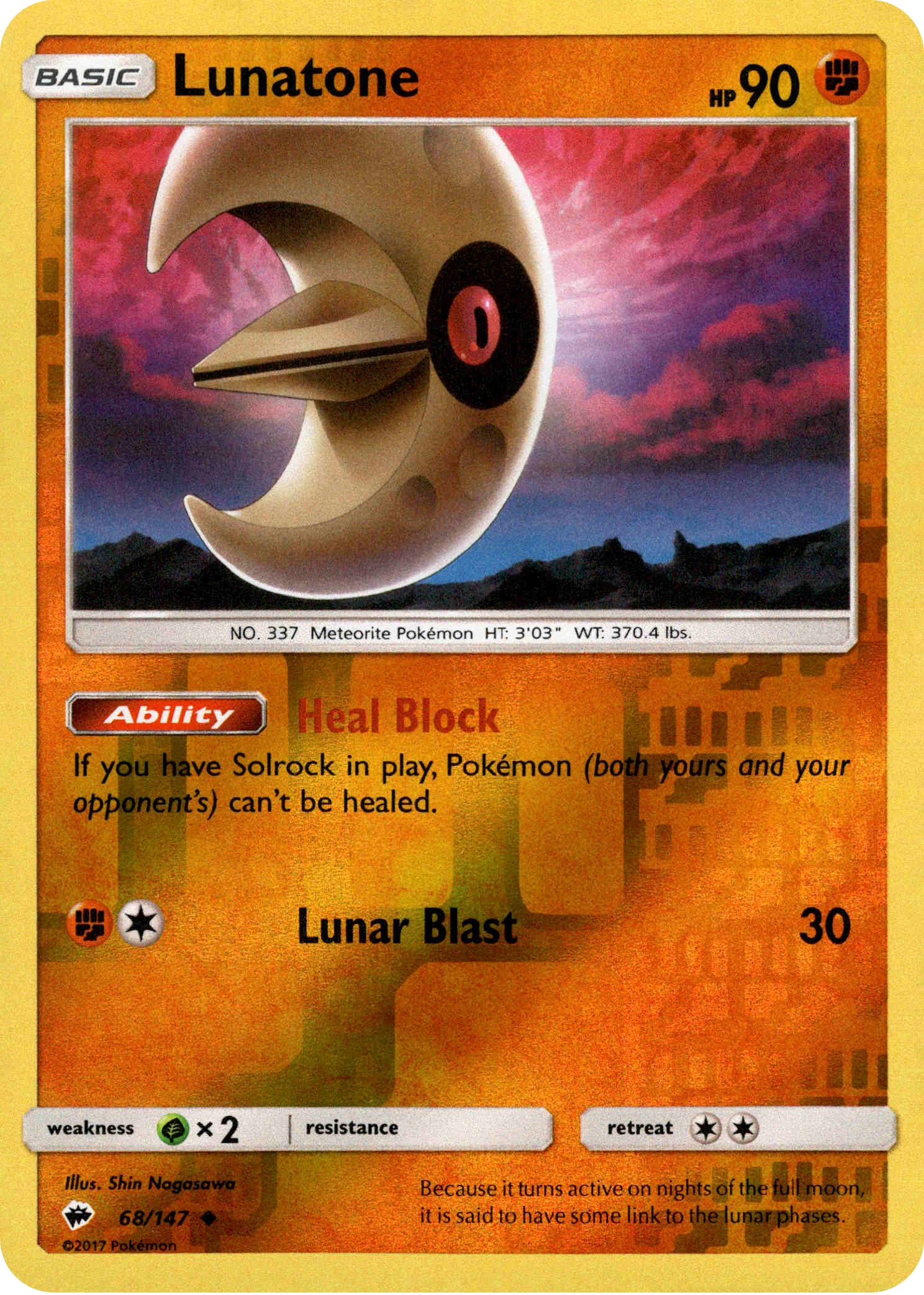 Lunatone - 68/147 - Burning Shadows - Reverse Holo - Card Cavern