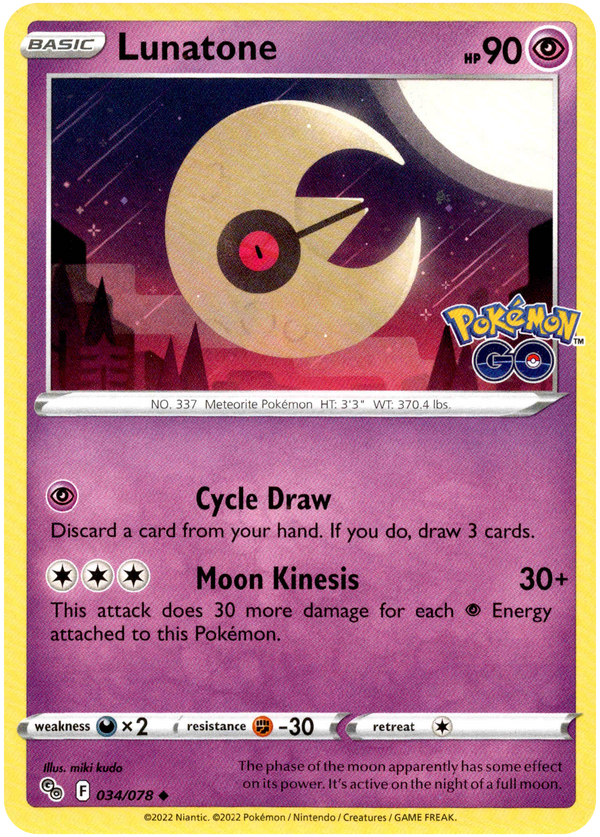 pokemon go card prices Lunatone - 034/078