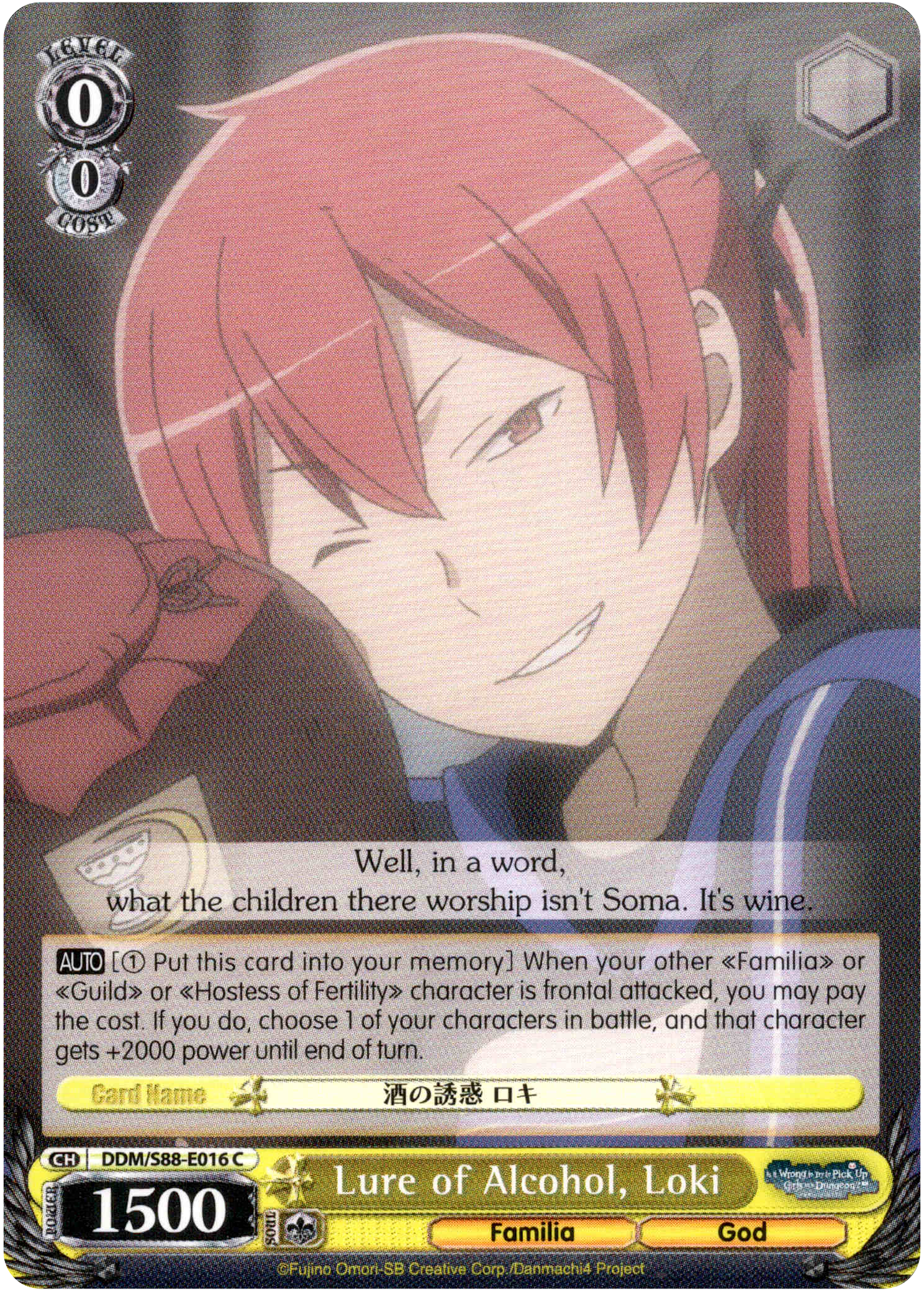 Lure of Alcohol, Loki - DDM/S88-E016 C - Is it Wrong to Try to Pick Up Girls in a Dungeon? - Card Cavern