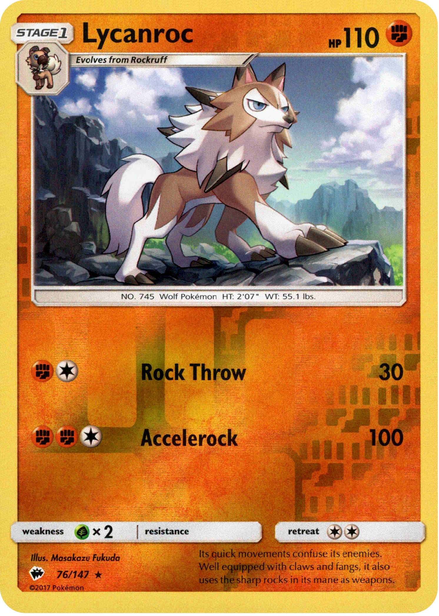 Lycanroc - 76/147 - Burning Shadows - Reverse Holo - Card Cavern