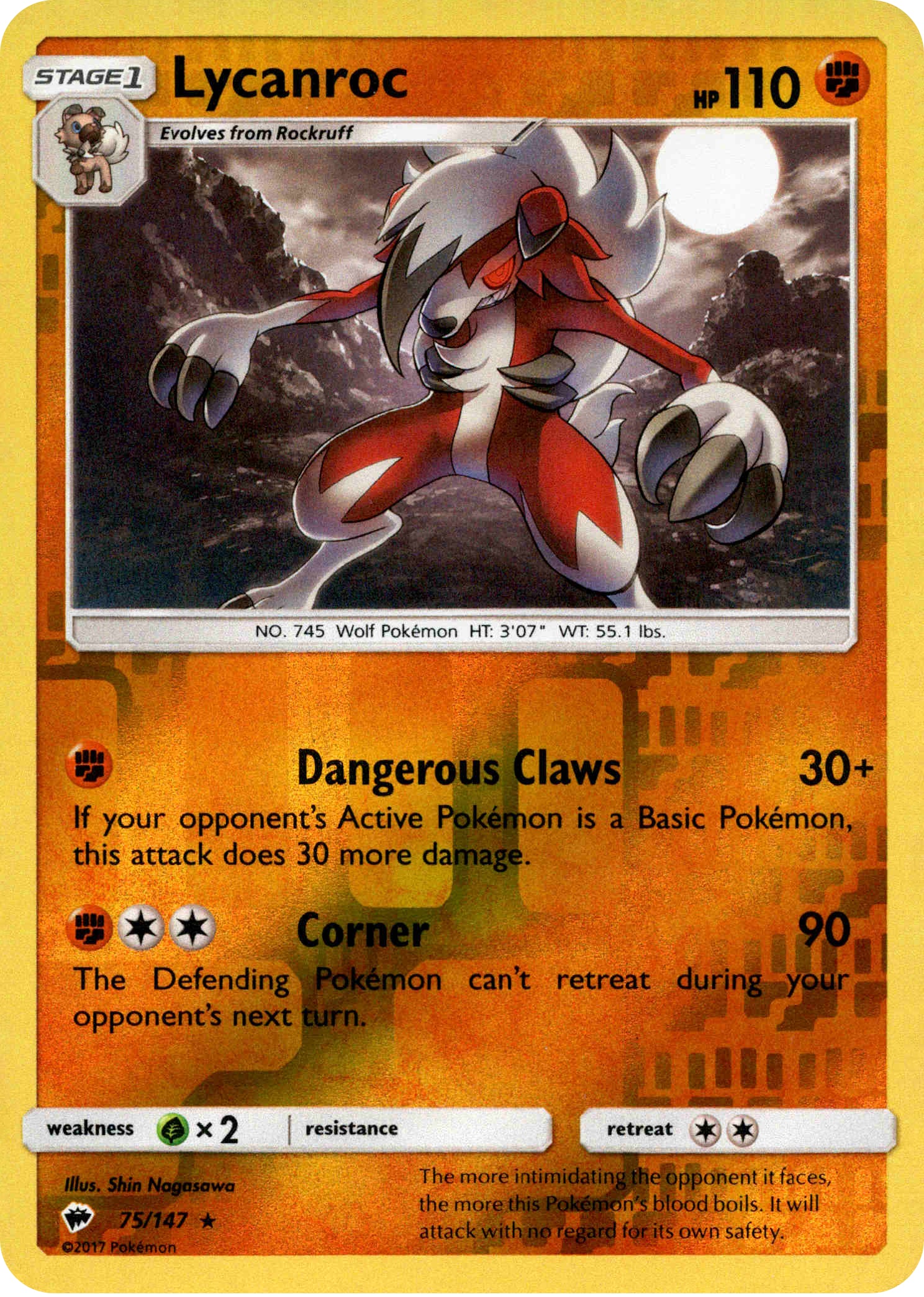 Lycanroc - 75/147 - Burning Shadows - Reverse Holo - Card Cavern