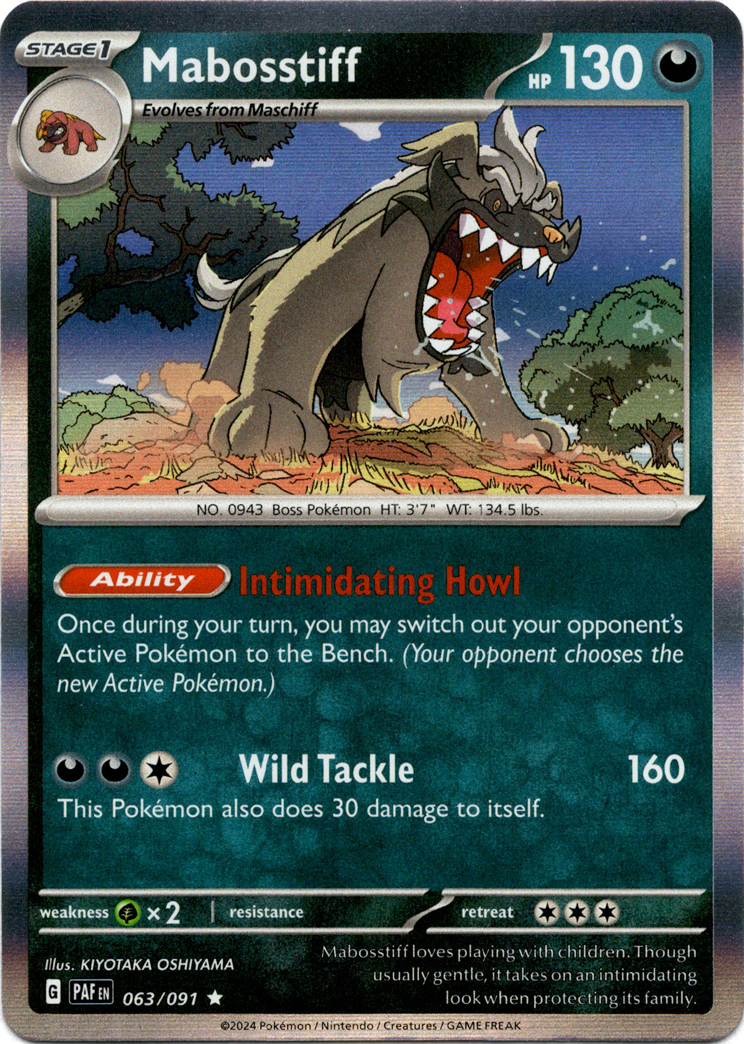 Mabosstiff - 063/091 - Paldean Fates - Holo - Card Cavern
