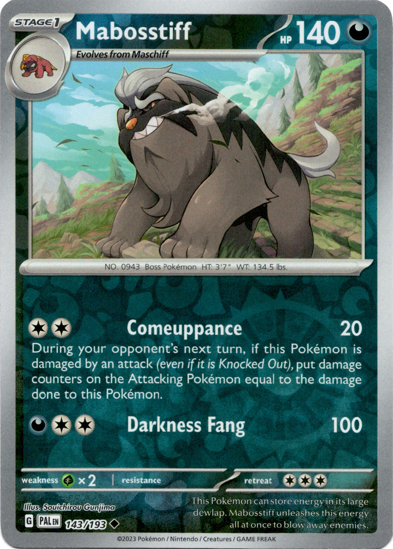 Mabosstiff - 143/193 - Paldea Evolved - Reverse Holo - Card Cavern