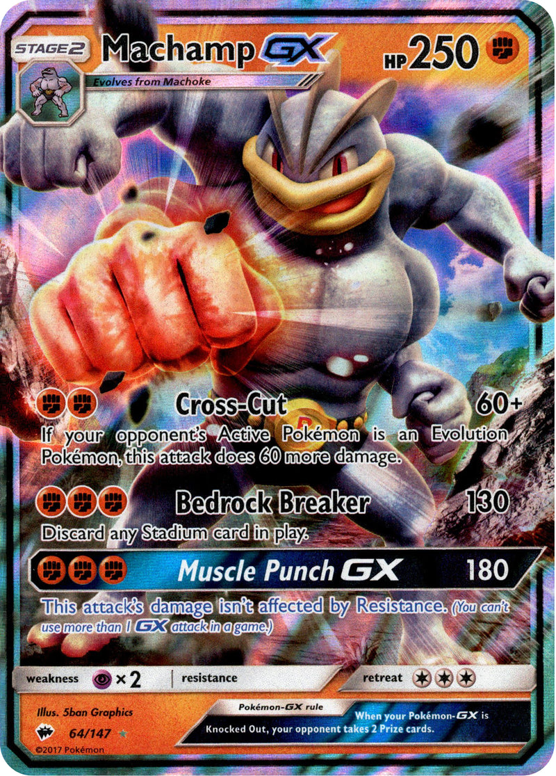 Machamp GX - 64/147 - Burning Shadows - Holo Card Cavern Trading Cards, LLC Machamp GX - 64/147 - Burning Shadows - Holo Card Cavern Trading Cards, LLC