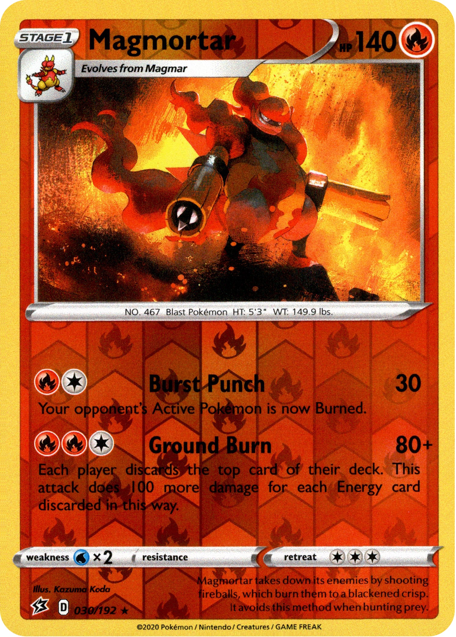 Magmortar - 30/192 - Rebel Clash - Reverse Holo - Card Cavern