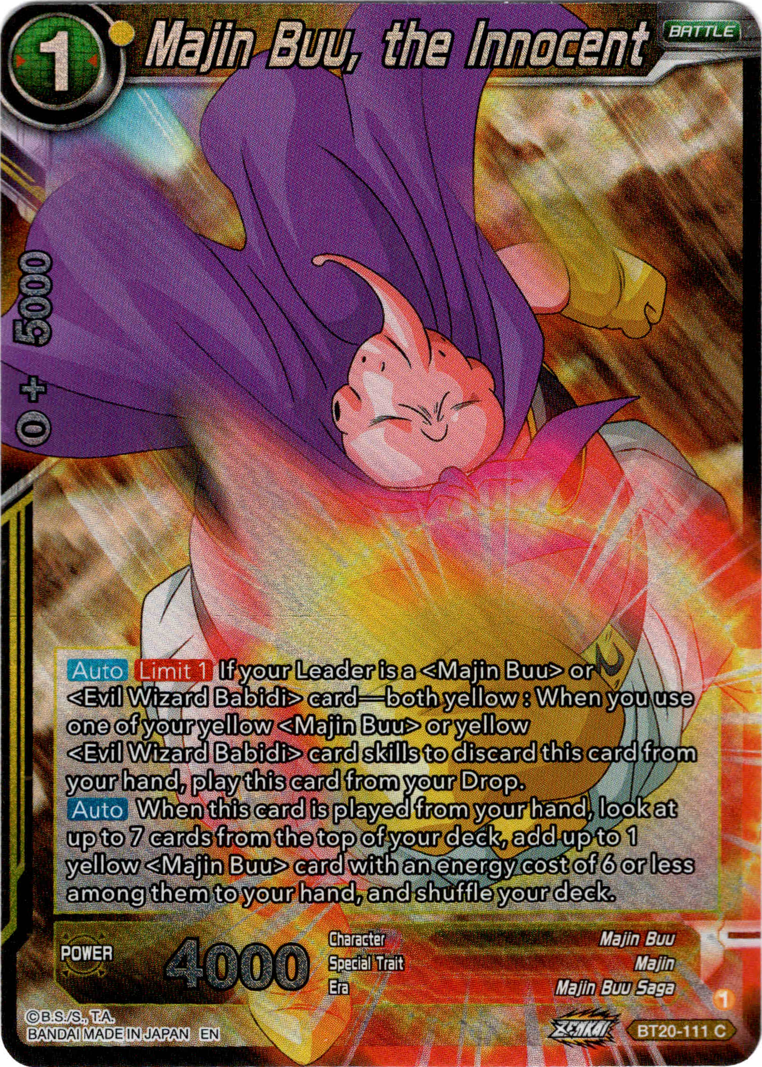 Majin Buu, the Innocent - BT20-111 C - Power Absorbed - Foil - Card Cavern