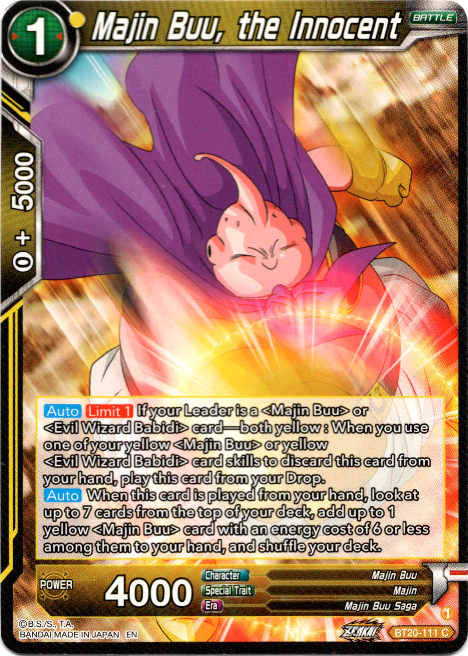 Majin Buu, the Innocent - BT20-111 C - Power Absorbed - Card Cavern