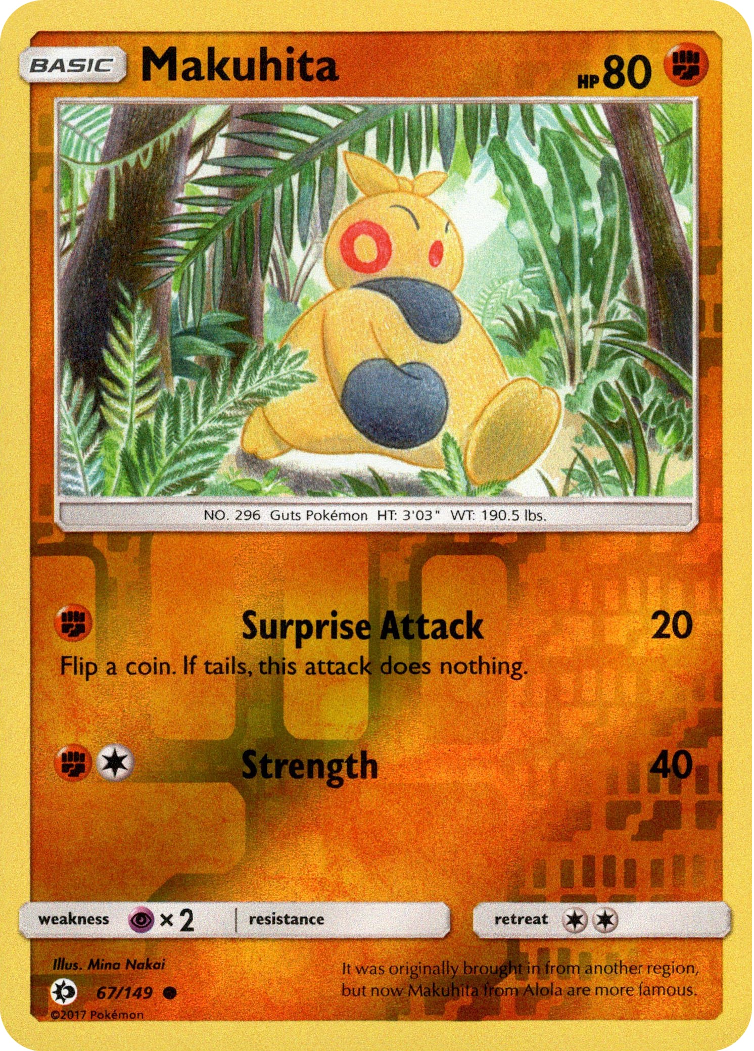 Makuhita - 67/149 - Sun & Moon - Reverse Holo - Card Cavern