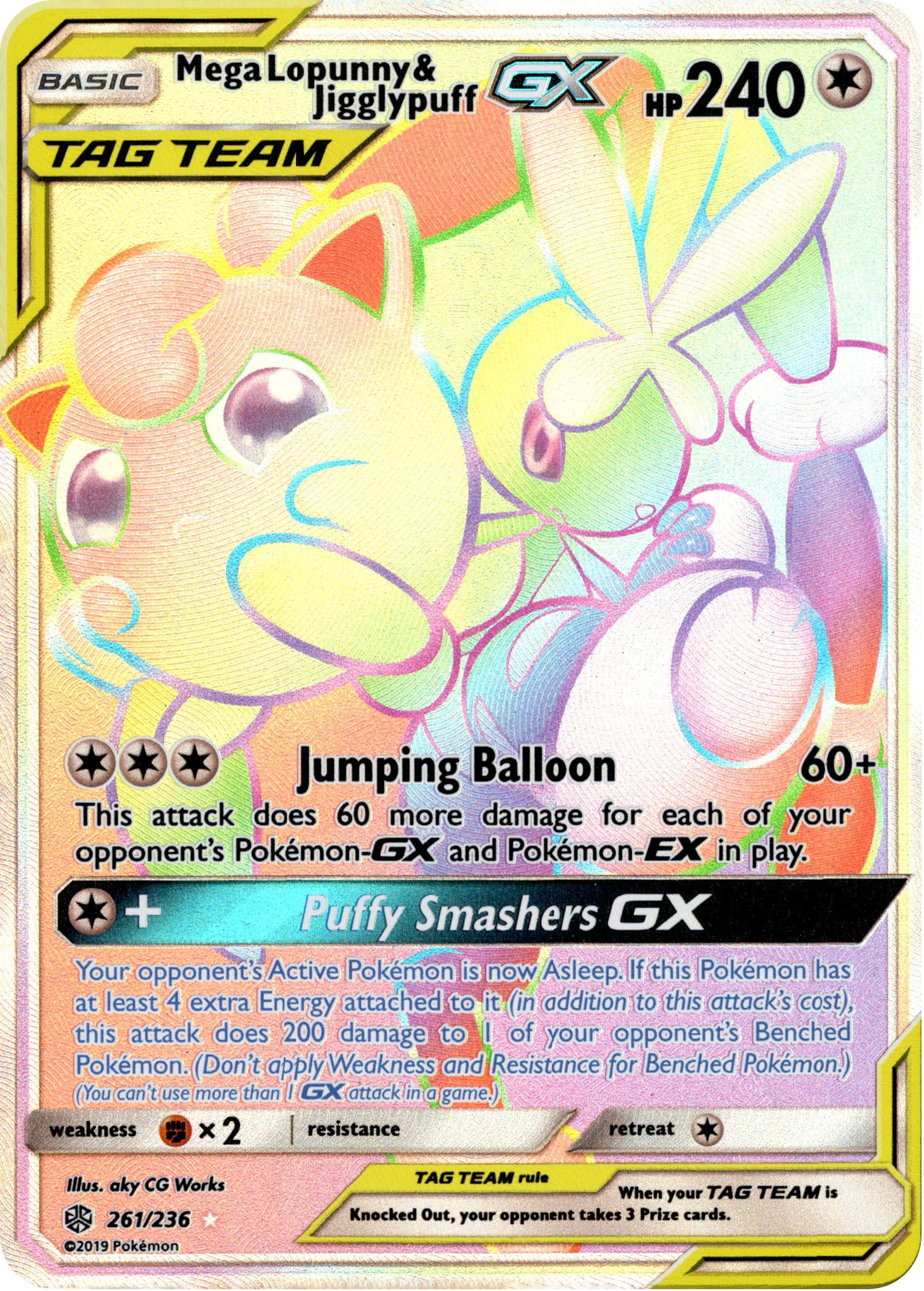 Mega Lopunny & Jigglypuff GX Hyper Rare - 261/236 - Cosmic Eclipse - Holo - Card Cavern