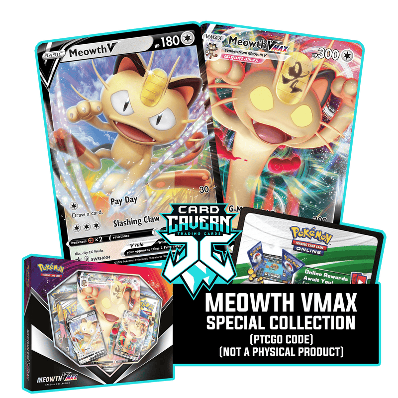 meowth v pokemon card Meowth VMax Special Collection PTCGO Code – Card Cavern Trading Cards, LLC