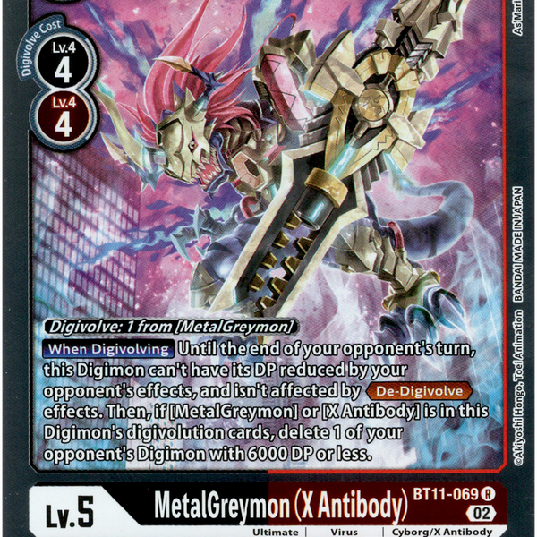 MetalGreymon (X Antibody) - BT11-069 R - Dimensional Phase - Foil Card Cavern Trading Cards, LLC MetalGreymon (X Antibody) - BT11-069 R - Dimensional Phase - Foil Card Cavern Trading Cards, LLC