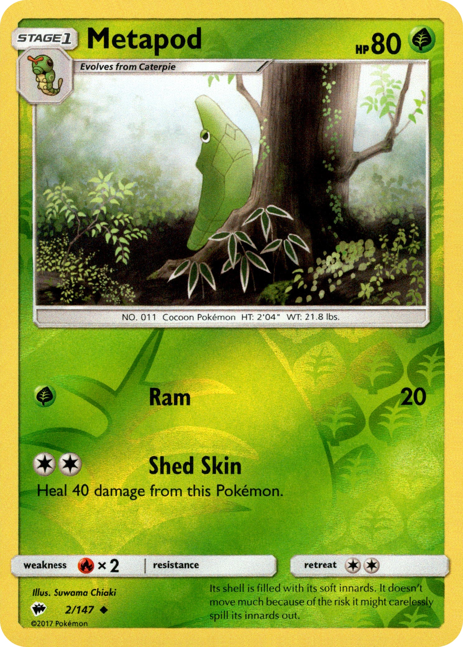 Metapod - 2/147 - Burning Shadows - Reverse Holo - Card Cavern