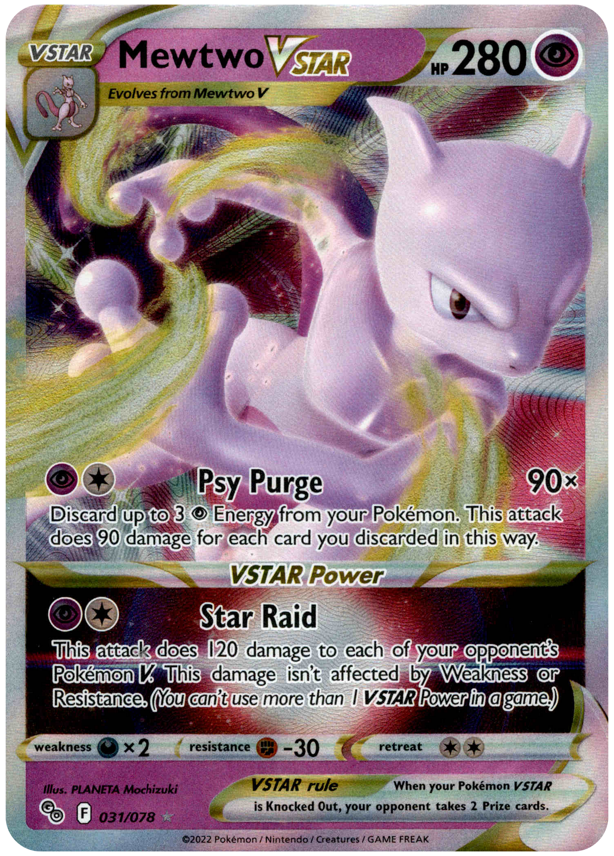 Mewtwo VSTAR - 031/078 - Pokemon Go - Holo - Card Cavern