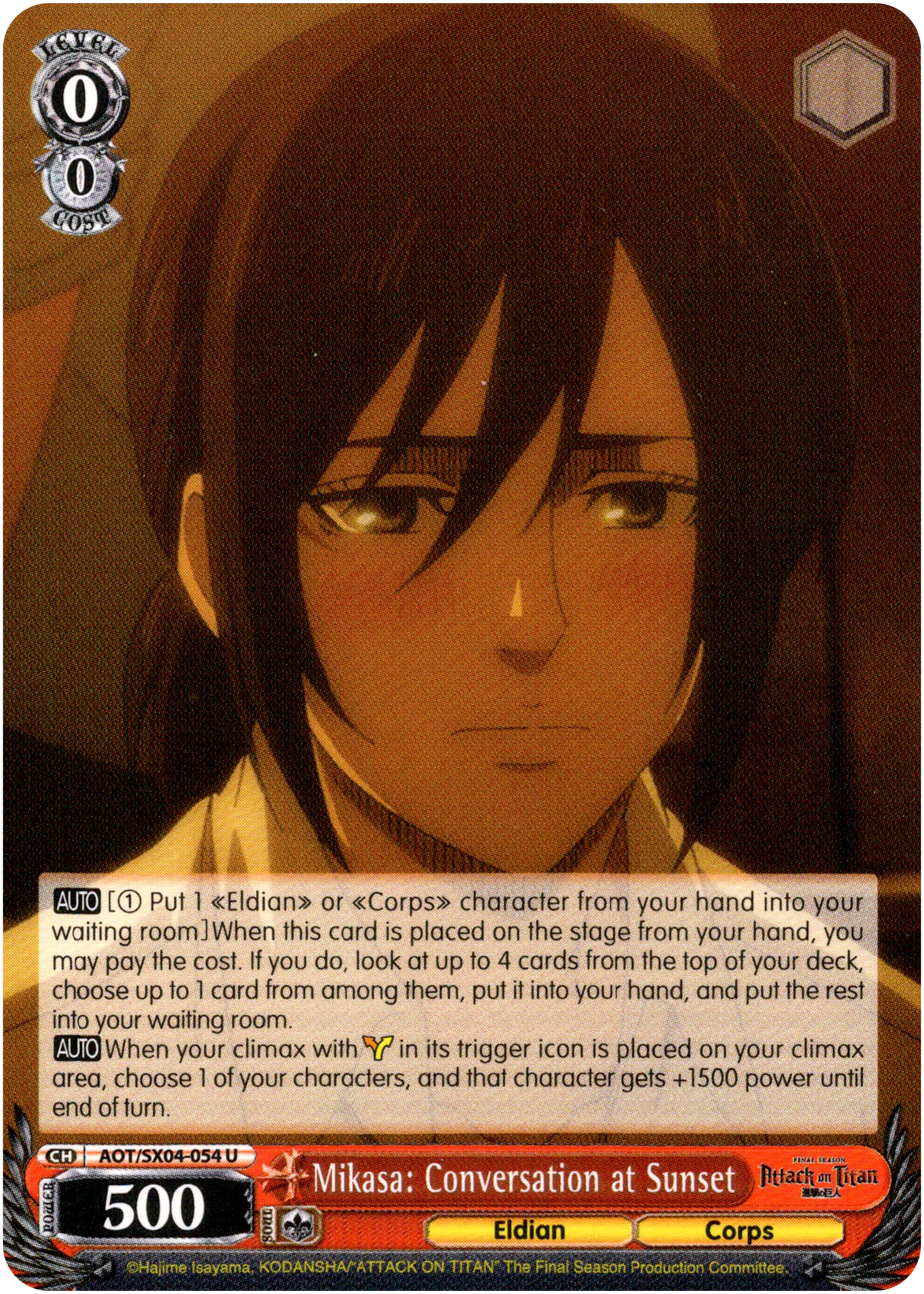 Mikasa: Conversation at Sunset - AOT/SX04-054 U - Card Cavern