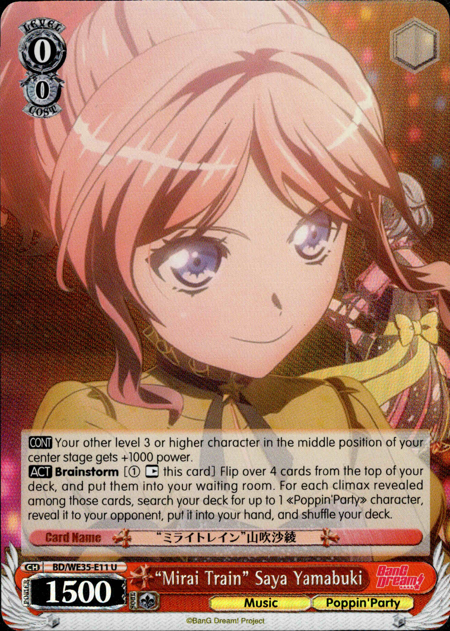 "Mirai Train" Saya Yamabuki - BD/WE35-E11 - Poppin’Party x Roselia - Parallel - Card Cavern