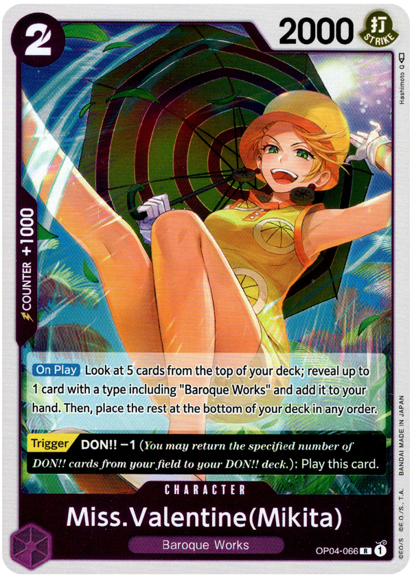 Miss.Valentine(Mikita) - OP04-066 R - Kingdoms of Intrigue - Foil - Card Cavern