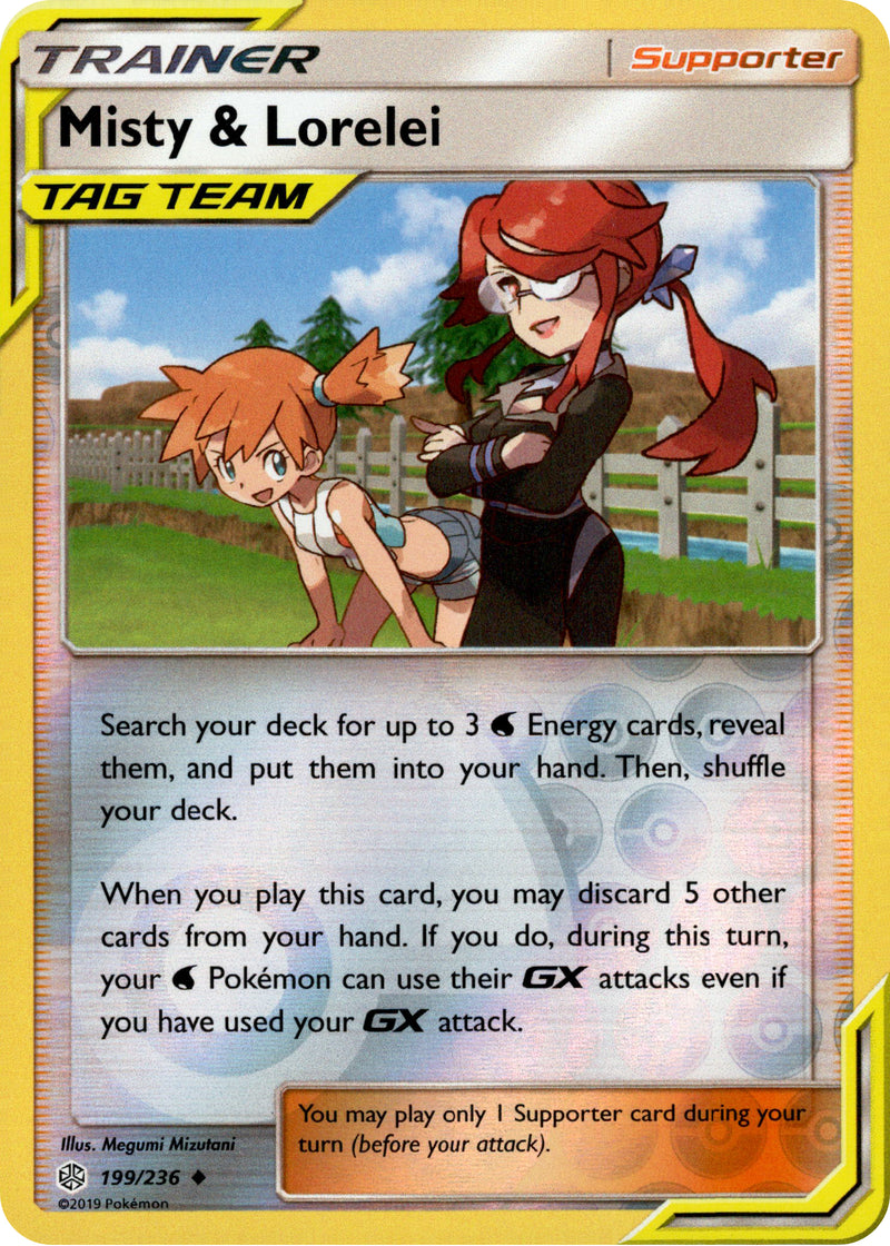 holographic misty trainer card Misty & Lorelei - 199/236 - Cosmic Eclipse