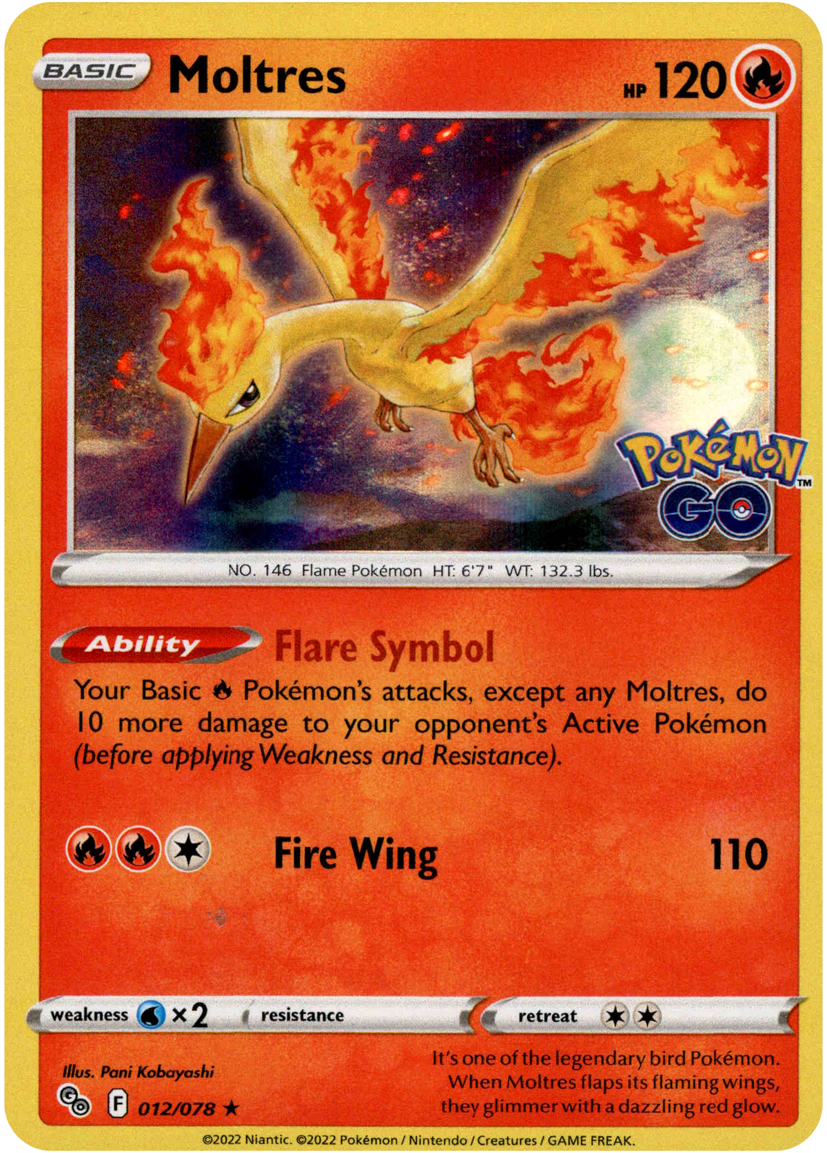 Moltres - 012/078 - Pokemon Go - Holo - Card Cavern