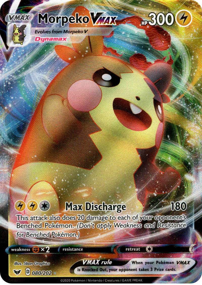 Morpeko VMAX - 80/202 - Sword & Shield - Holo Card Cavern Trading Cards, LLC Morpeko VMAX - 80/202 - Sword & Shield - Holo Card Cavern Trading Cards, LLC