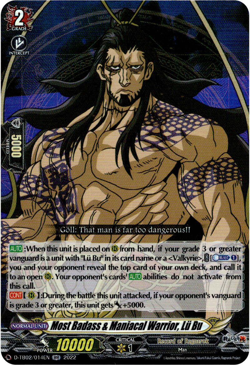 Most Badass & Maniacal Warrior, Lu Bu - D-TB02/014EN - Record of Ragnarok - Card Cavern