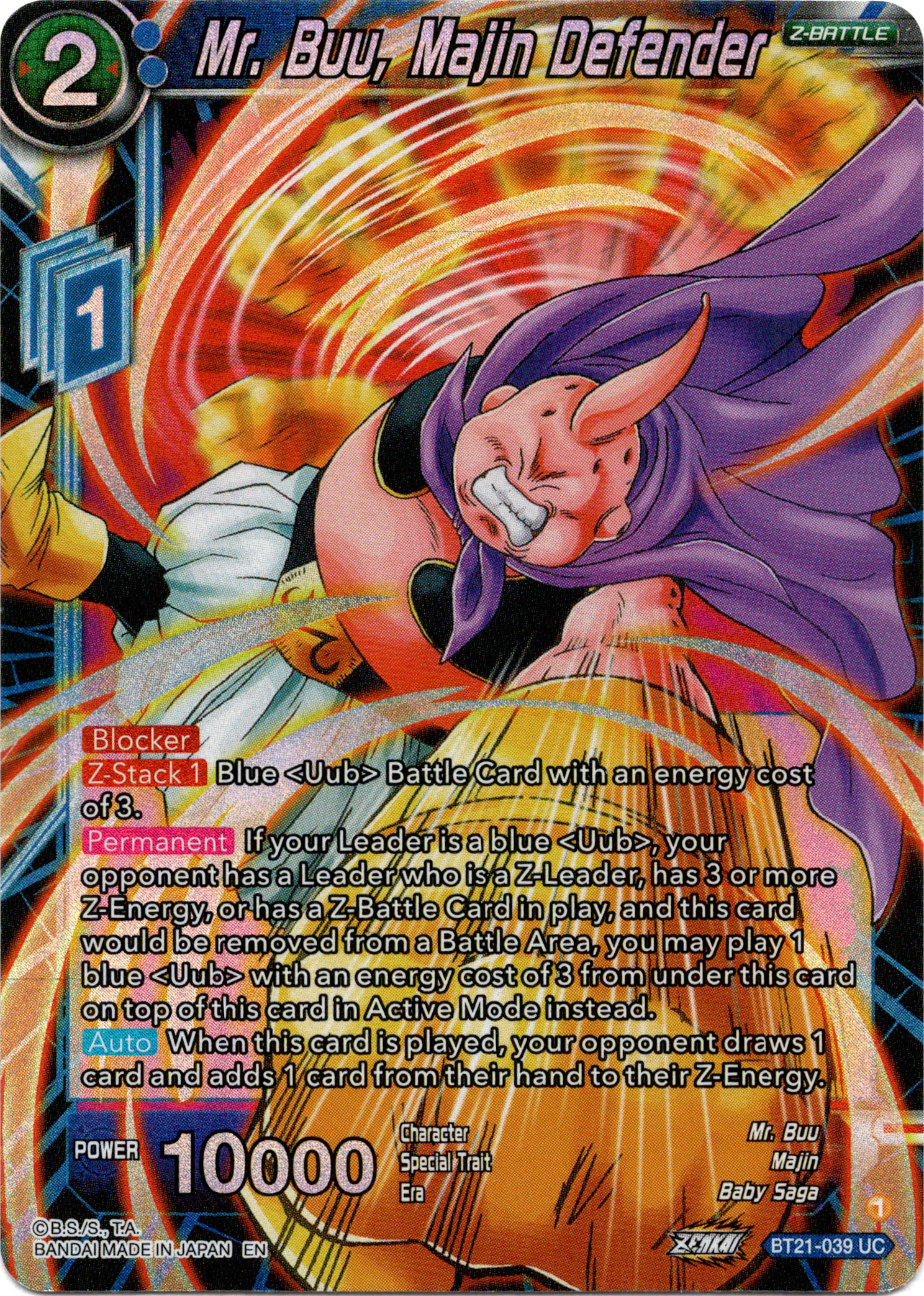 Mr. Buu, Majin Defender - BT21-039 - Wild Resurgence - Foil - Card Cavern